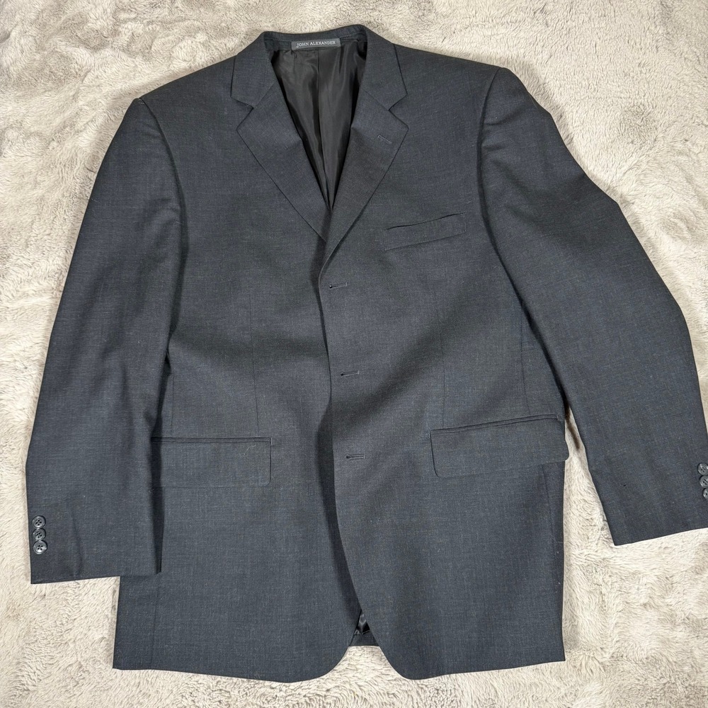 John Alexander Wool‎ Blazer Charcoal Gray Business Suit Jacket Mens R46W40